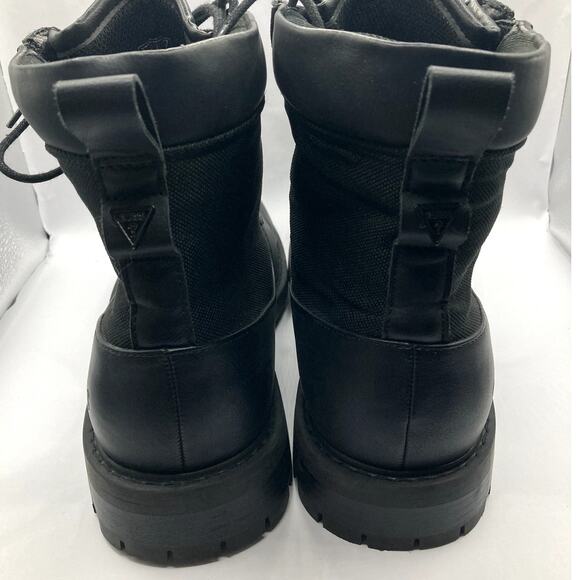 Guess Los Angeles Radford Combat Boots 9.5 M Black Combat Leather Mesh 8" Rise - Picture 6 of 9